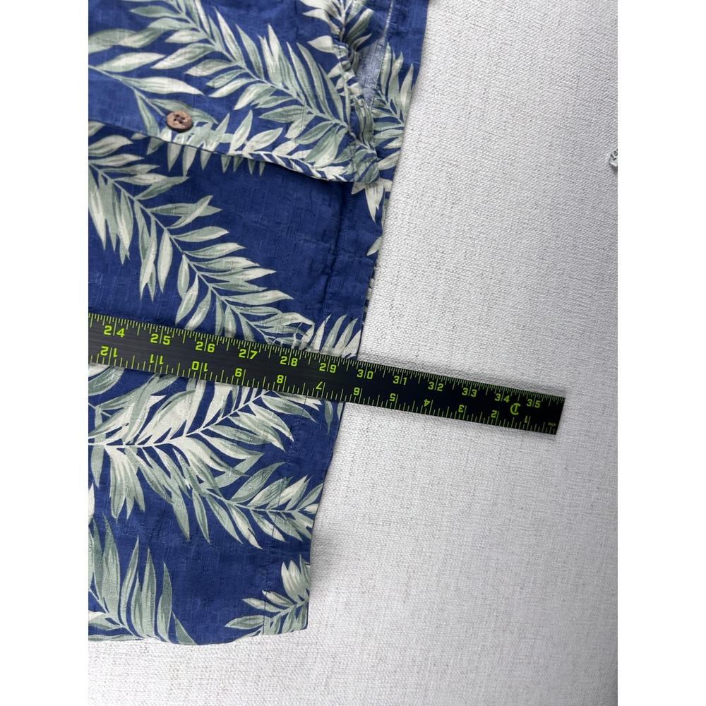 Tommy Bahama Mens XL‎ Silk Hawaiian Shirt Blue Palm Leaf Short Sleeve Button Up - Picture 6 of 7